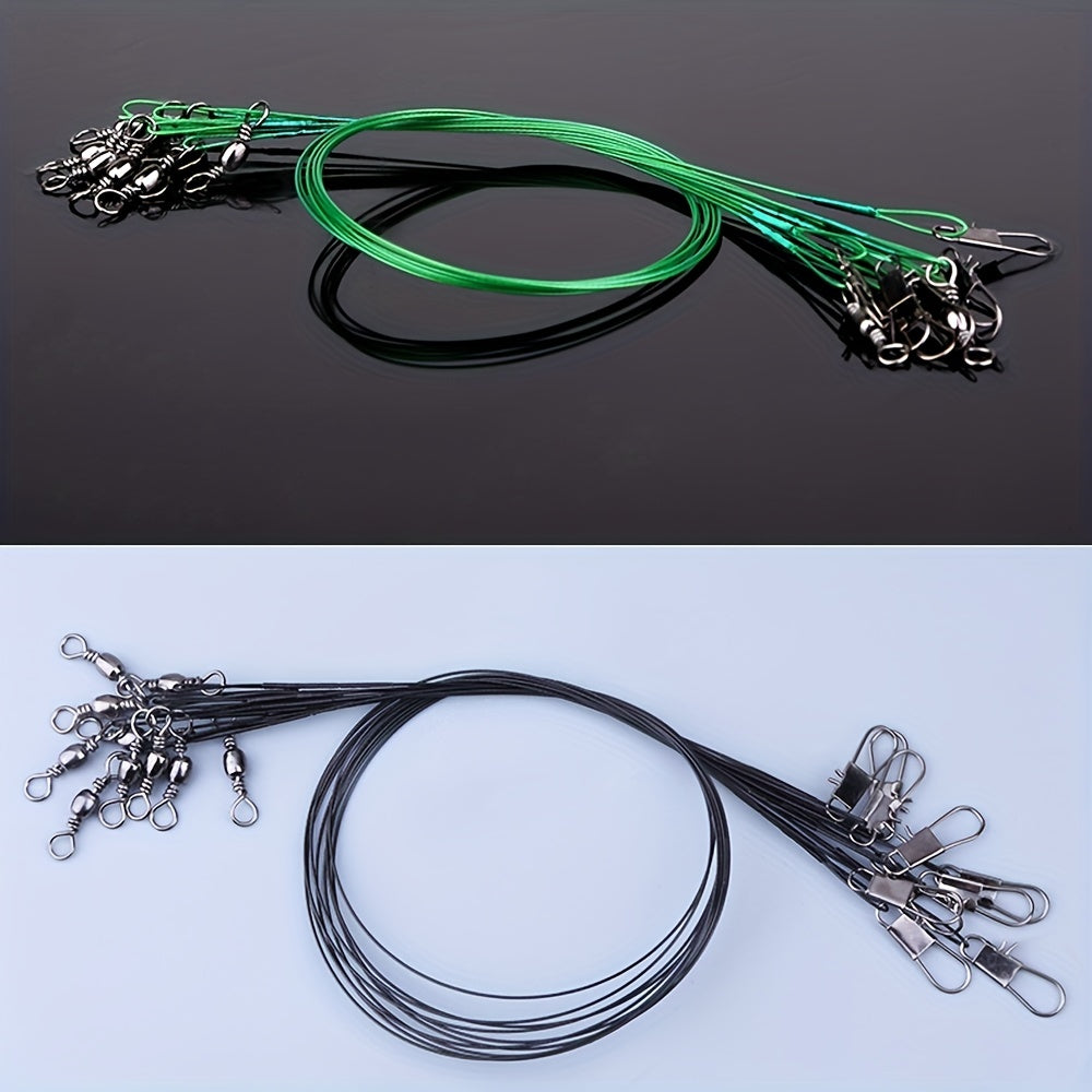 20pc Heavy Duty Fishing Wire Leaders with Swivels Anti Bite Gear