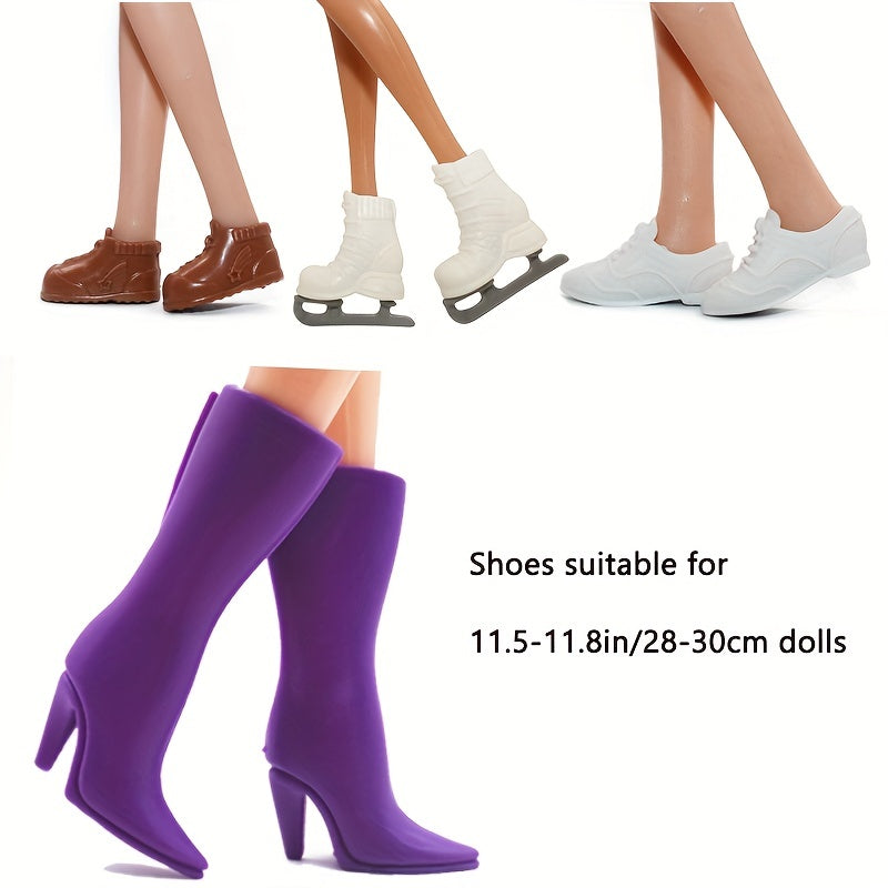 6 Pairs Female Doll Shoes Pack Boots Loafers Skating Peep toe 29 21 Dolls
