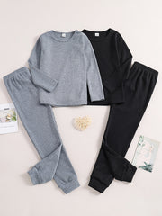 2 Sets Boy's Ribbed Top & Pants Set Casual Outfits Kids Clothes