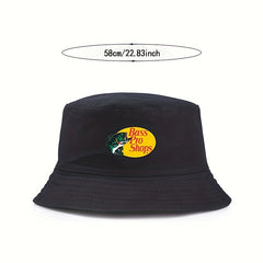 Fish Embroidery Sunshade Bucket Hat Outdoor Fishing