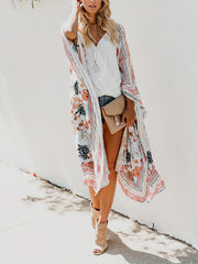 Floral Print Bat Sleeve Beachwear Cover Up