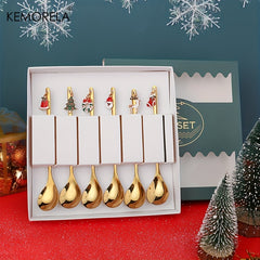 6pcs Christmas Tree Santa Dinnerware Stainless Steel Cutlery Set