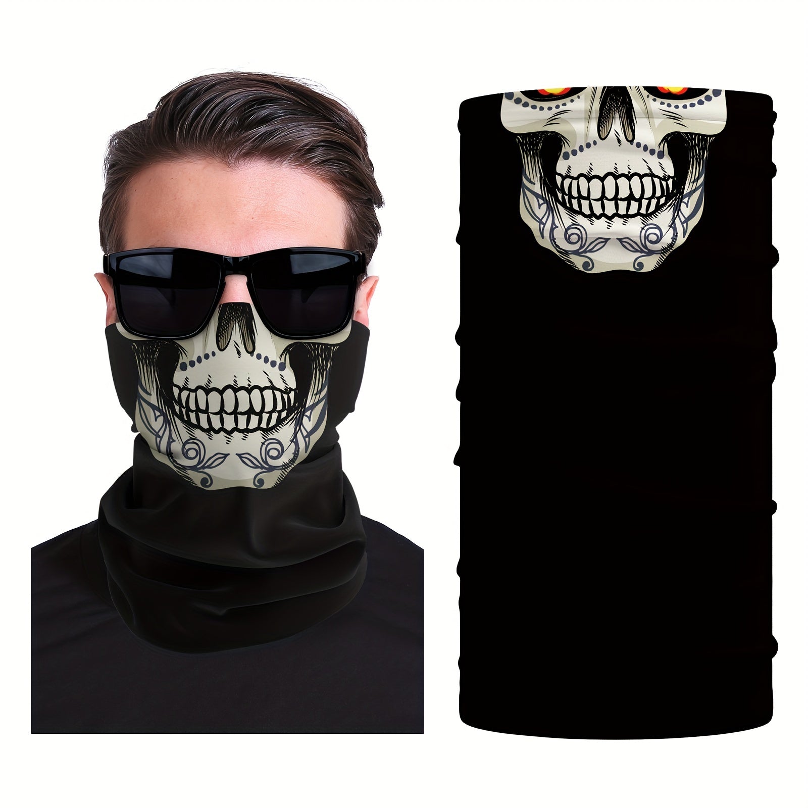 Skull Half Face Mask UV Resistant Neck Cover