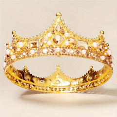 Baroque Style Tiara Crown Faux Pearl Headband Bridal Hair Jewelry