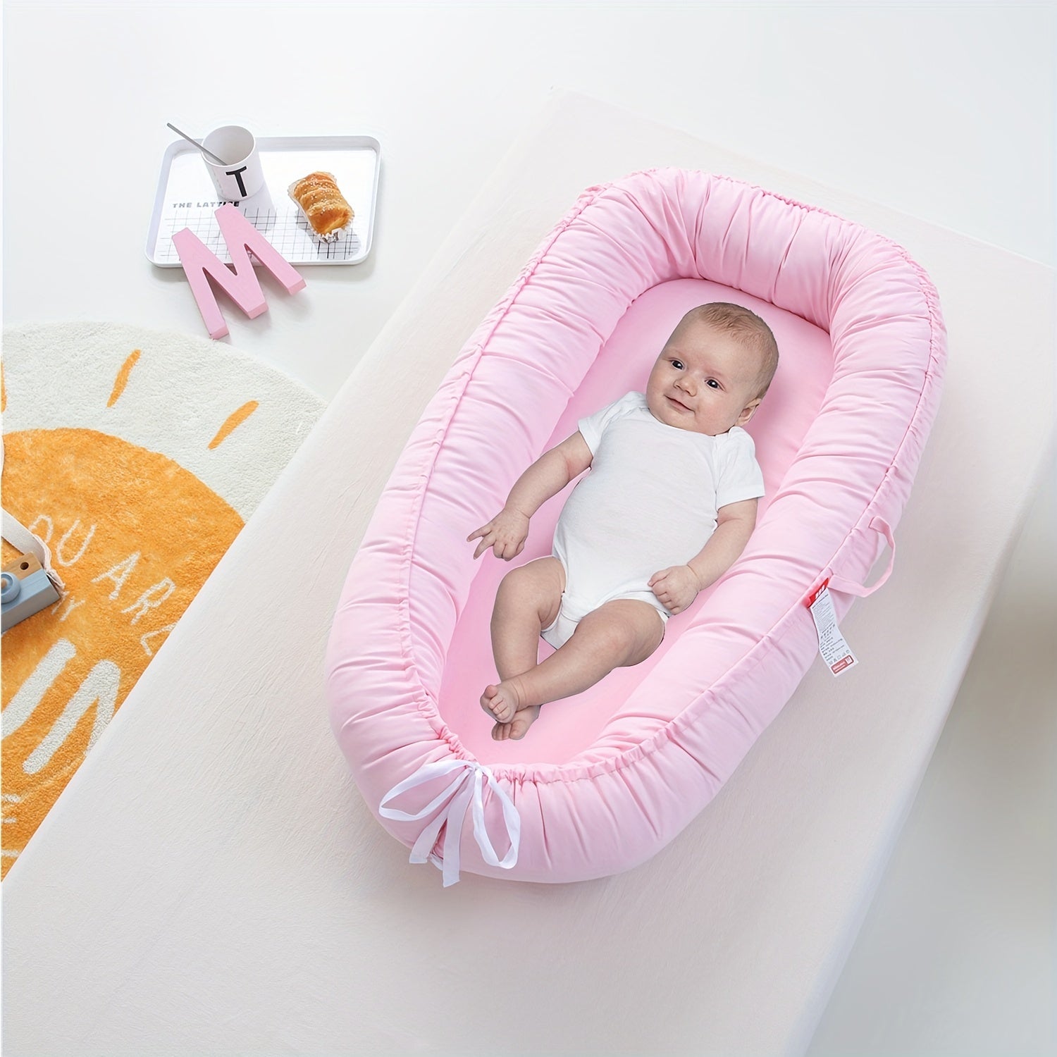 Cotton Solid Foldable Baby Nest Portable Crib Middle Bed Bionic Full
