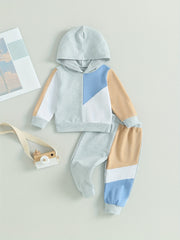 Patchwork Hoodie & Pants Set for Baby Boys