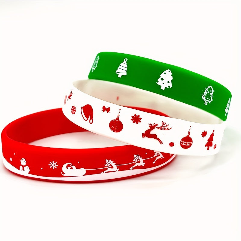 5pcs Christmas Cartoon Silicone Bracelet Holiday Gift Decoration