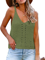 Crochet Knitted Beach Wear V Neck Cami Top