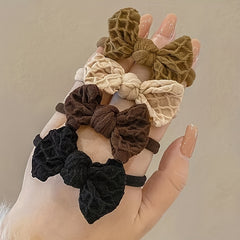 10pcs Bow Head Rope Elastic Leather Band Ponytail Tie Hair Head Rope