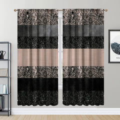 2pcs Bright Printed Curtains Rod Pocket Top Window Drapes