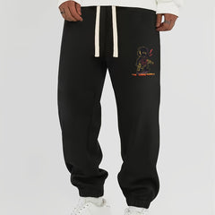Bear Print Men's Drawstring Jogger Pants
