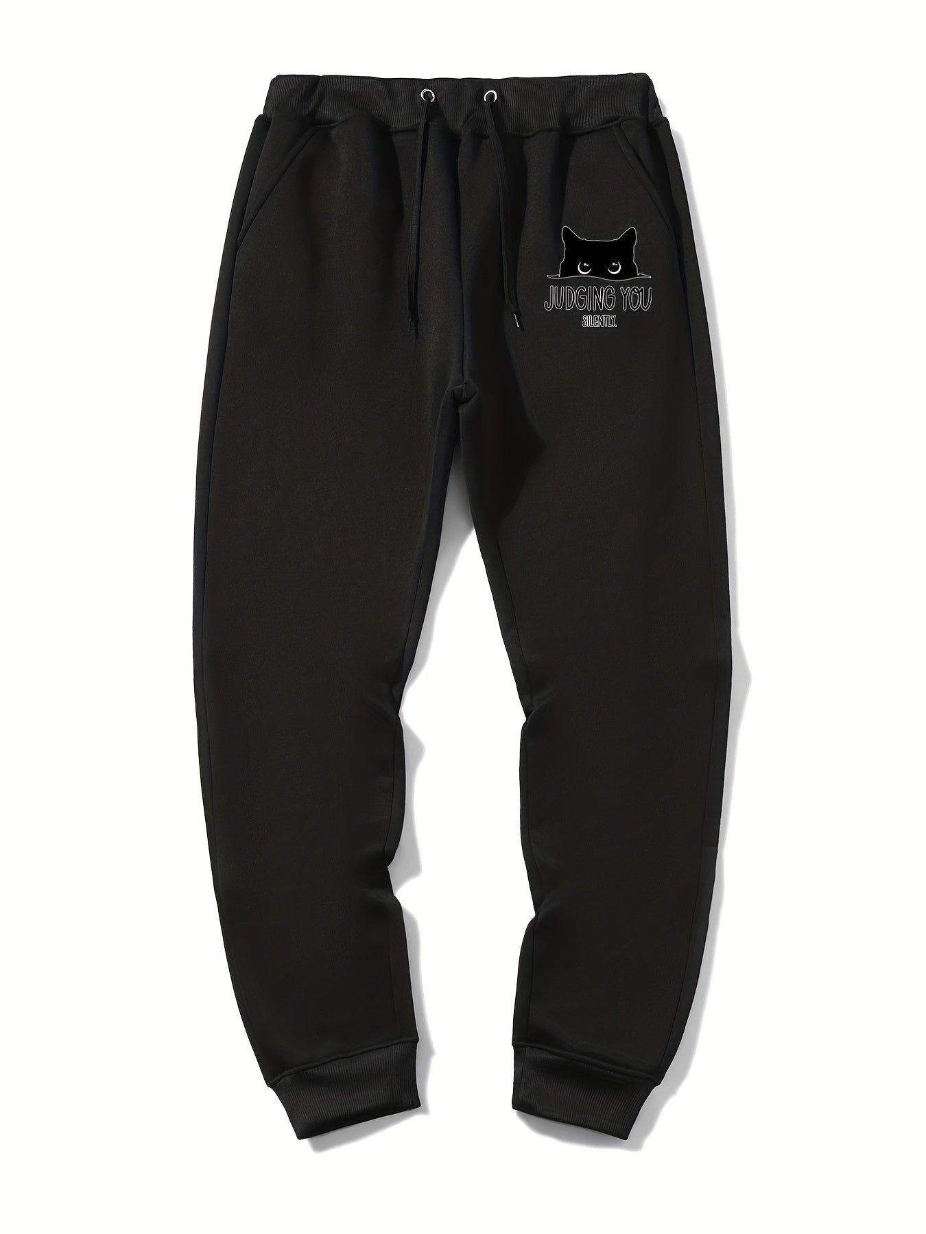 Cat Judging You Print Men's Drawstring Sweatpants