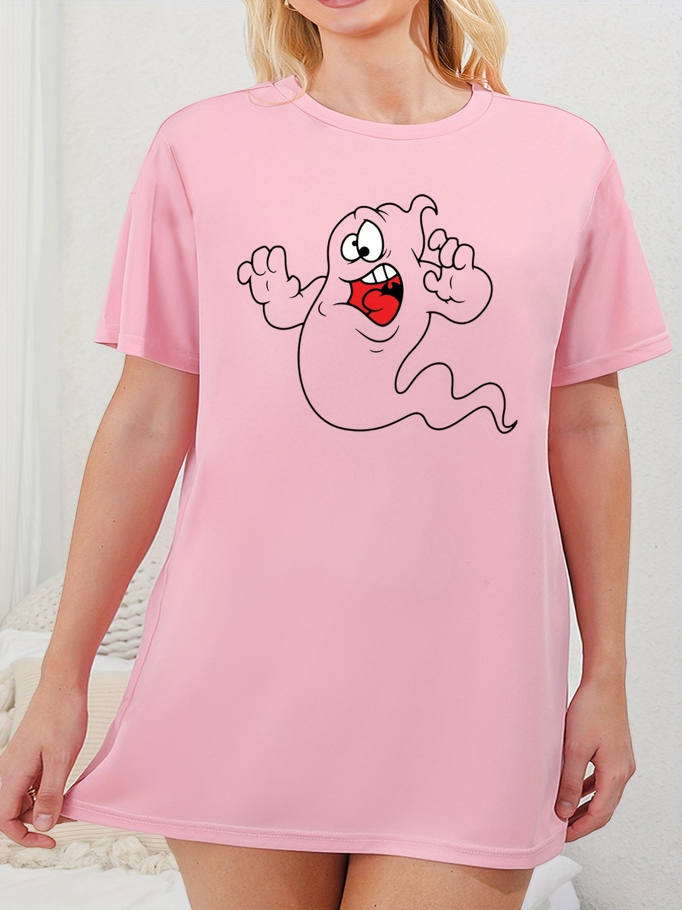 Funny Ghost Print Plus Size Halloween Dress