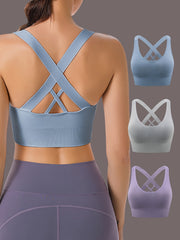 3 Pcs Women's Criss Cross Outerwear Sports Bra Yoga Tank Bra