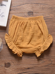 Baby Girls Ruffle Trim Shorts, Elastic Waist