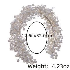 Faux Pearl Crystal Headband Tiara Hairband Bridal Wedding Hair Accessory