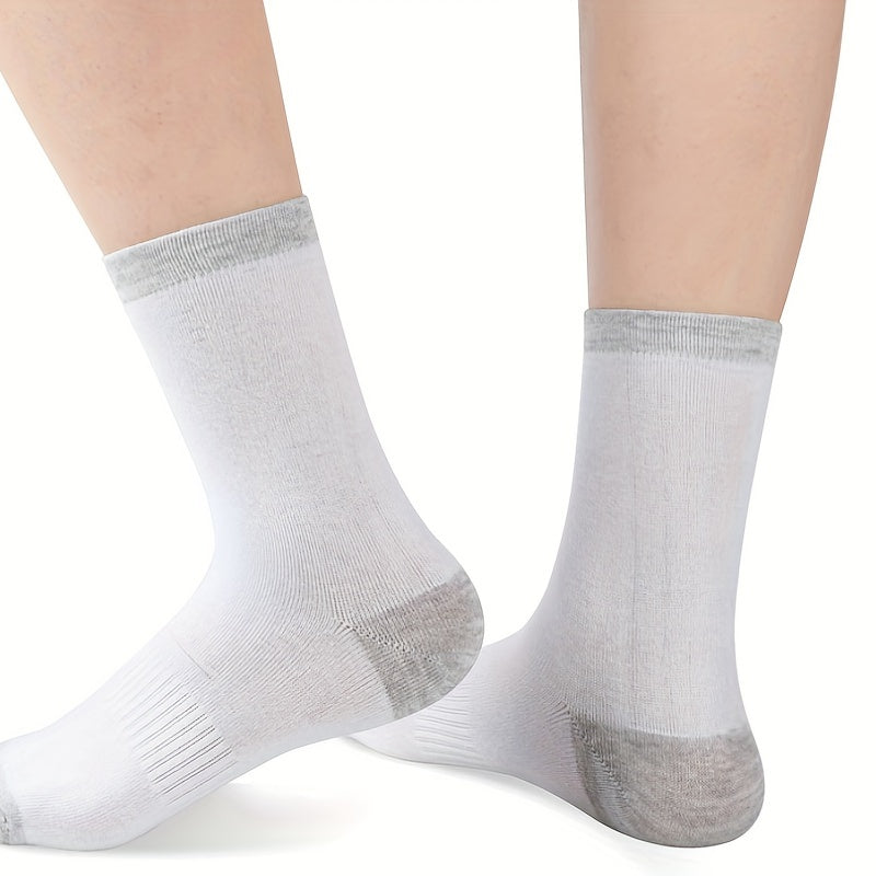Men's Solid Crew Socks Breathable Comfy Casual Unisex Outdoor Wear