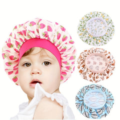 Kids Satin Bonnet Breathable Sleeping Cap Elastic Wide Band