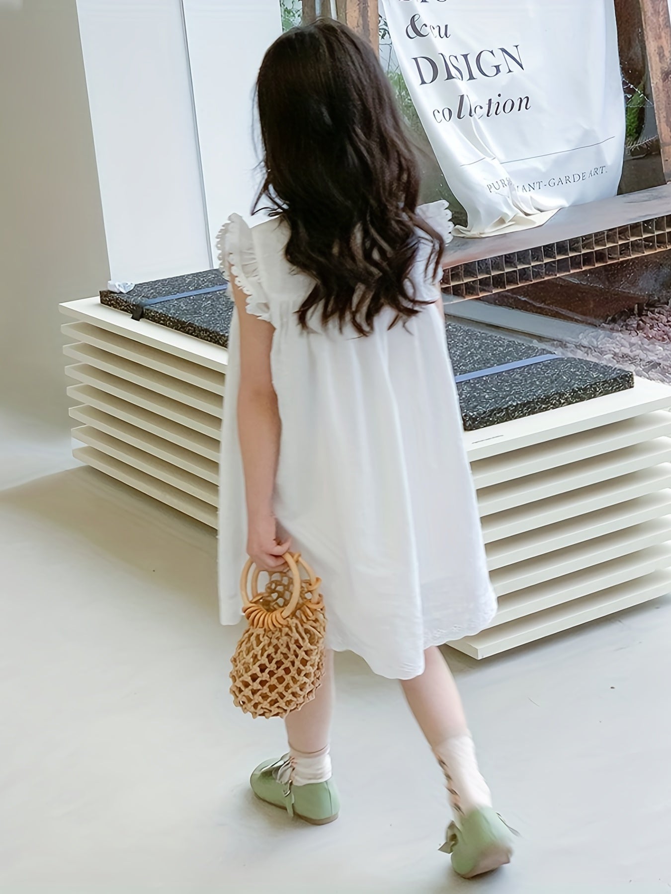 Girl's Cotton Floral Princess Dress Sleeveless Crew Neck for Summer Party