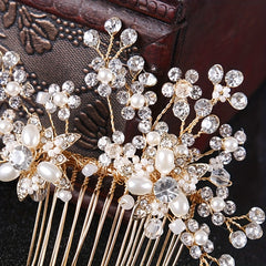 Faux Pearl Crystal Hair Comb Bridal Wedding Hair Accessories