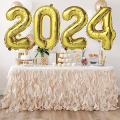 4pcs Year Digital Decorative Balloons Set with Inflator, Christmas Party Decorat