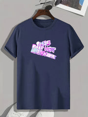 Stylish Letter Print Men's Sports Tee Comfy Fit Graphic Shirt
