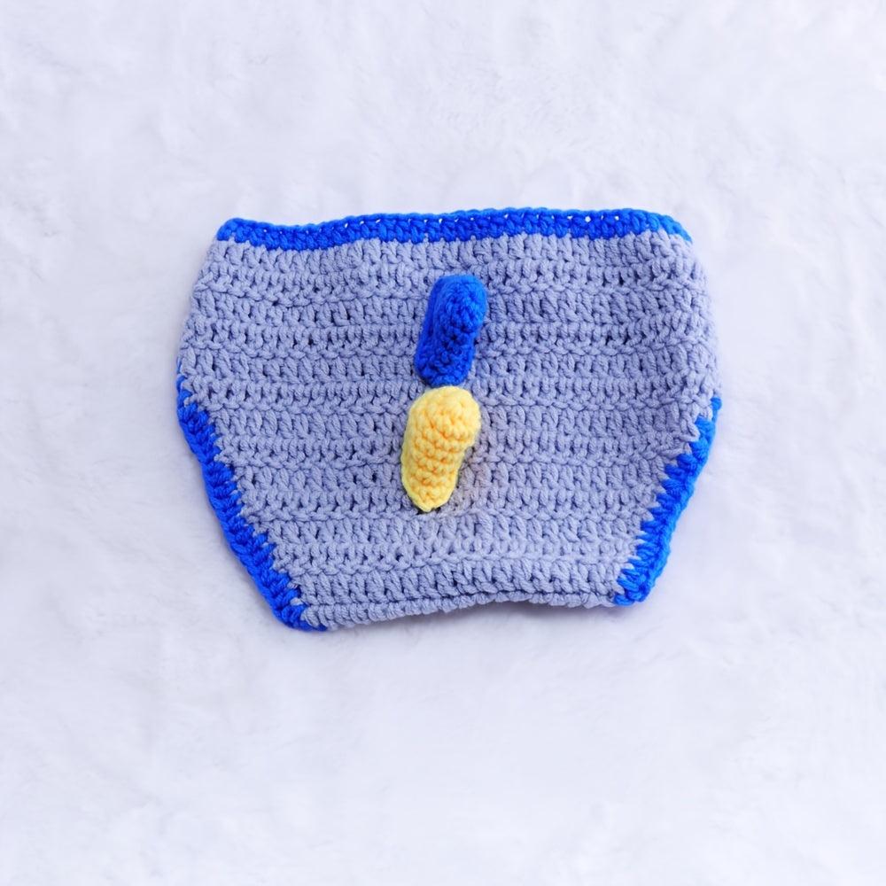 Newborn Dino Knit Hat & Shorts Set for Baby Photos
