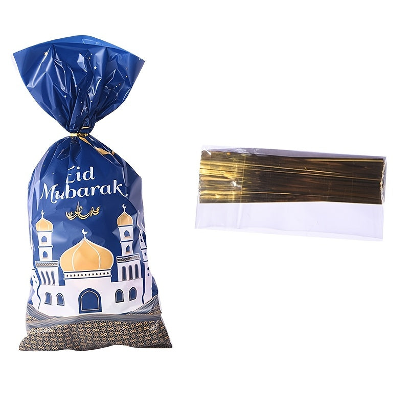 50pcs Eid Mubarak Plastic Candy Gift Bags Ramadan Decor