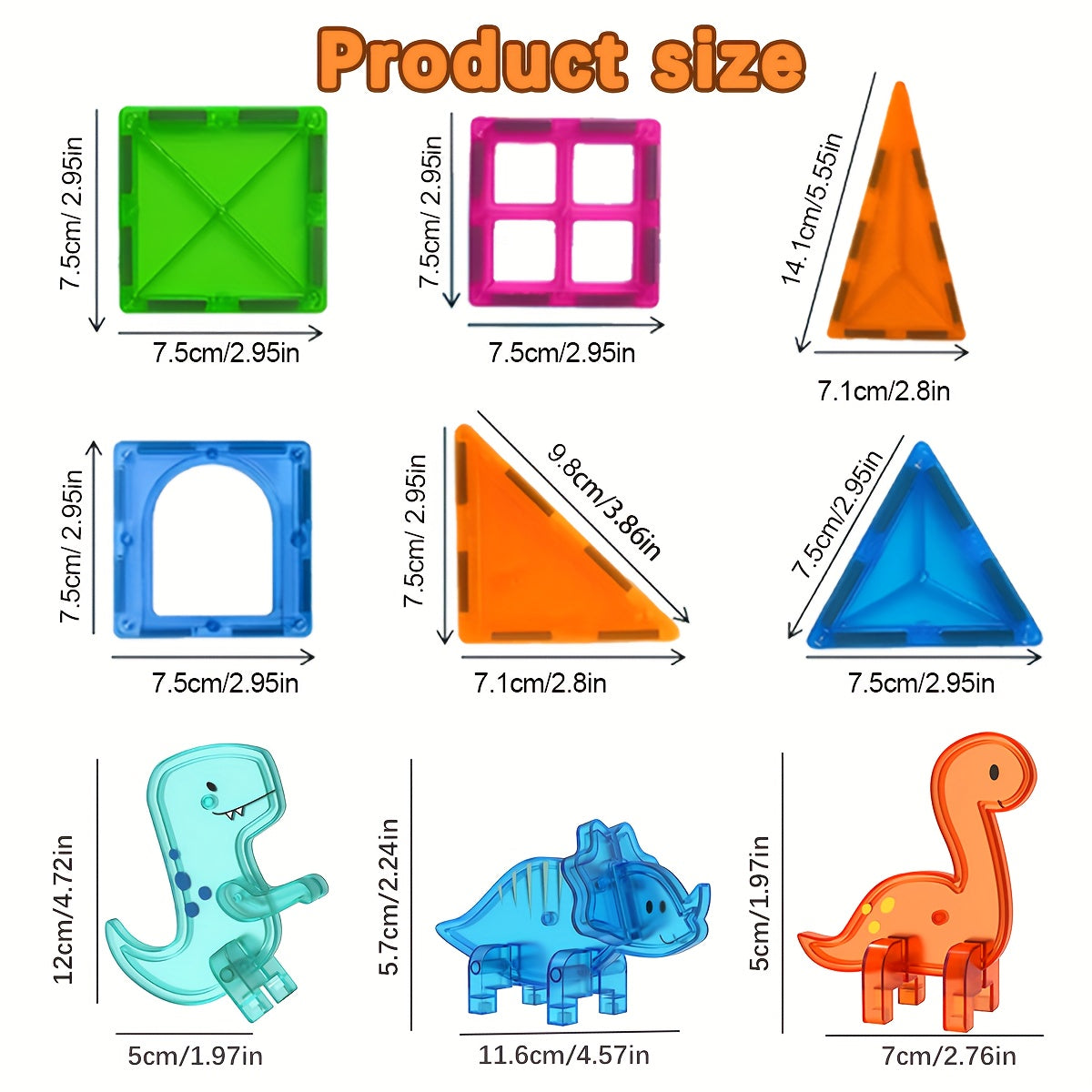 3D Dinosaur Magnetic Building Blocks Kids Toy Set