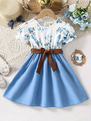 Toddler Girls Flowers Graphic Princess Dress for Party Beach Vacation