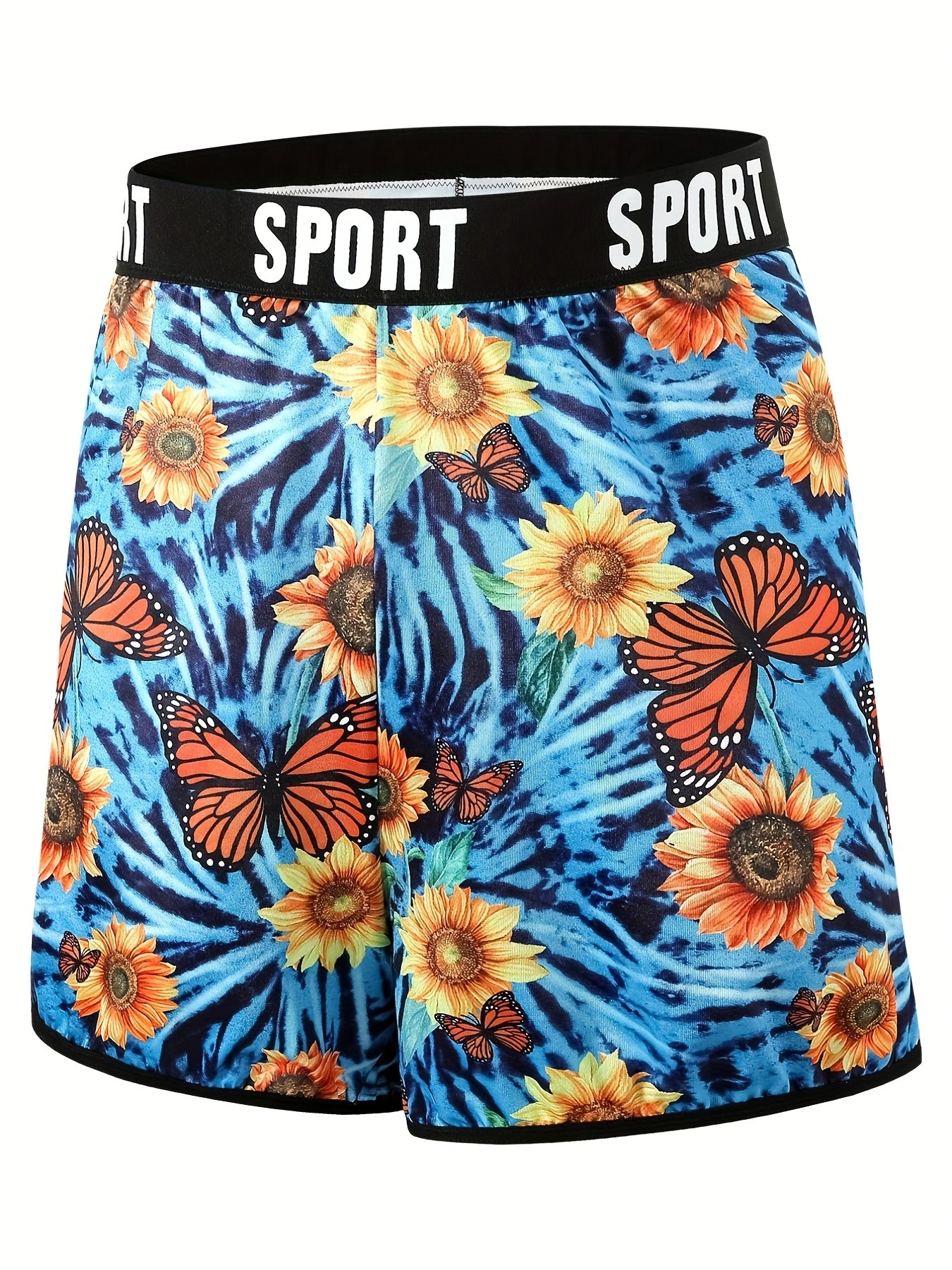 Women's Plus Sunflower & Butterfly Print High Rise Shorts