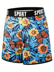 Women's Plus Sunflower & Butterfly Print High Rise Shorts