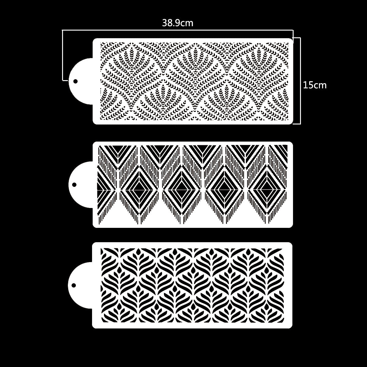 3pcs Floral Cake Stencils Large Hollow Lace Cookie Fondant Dessert Templates
