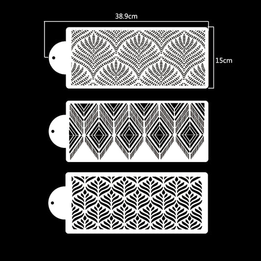 3pcs Floral Cake Stencils Large Hollow Lace Cookie Fondant Dessert Templates