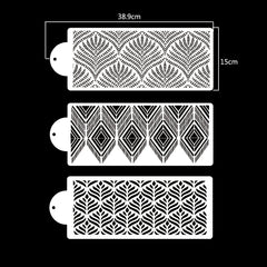 3pcs Floral Cake Stencils Large Hollow Lace Cookie Fondant Dessert Templates