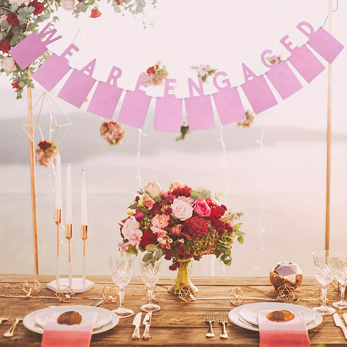 We Are Engaged Banner Engagement Photo Wedding Bride Bunting Garland