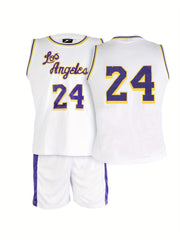 Youth Basketball Jersey Set 24 Print Breathable Boys
