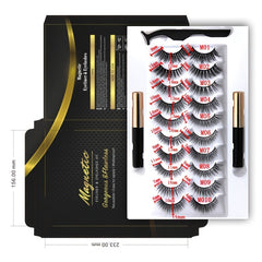 Magnetic Eyelash Set & Eyeliner Kit, Natural Fluffy Curly 5 Magnetic 10 Pairs