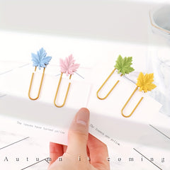 4pcs Maple Leaf Paper Clips Metal Paper Clips