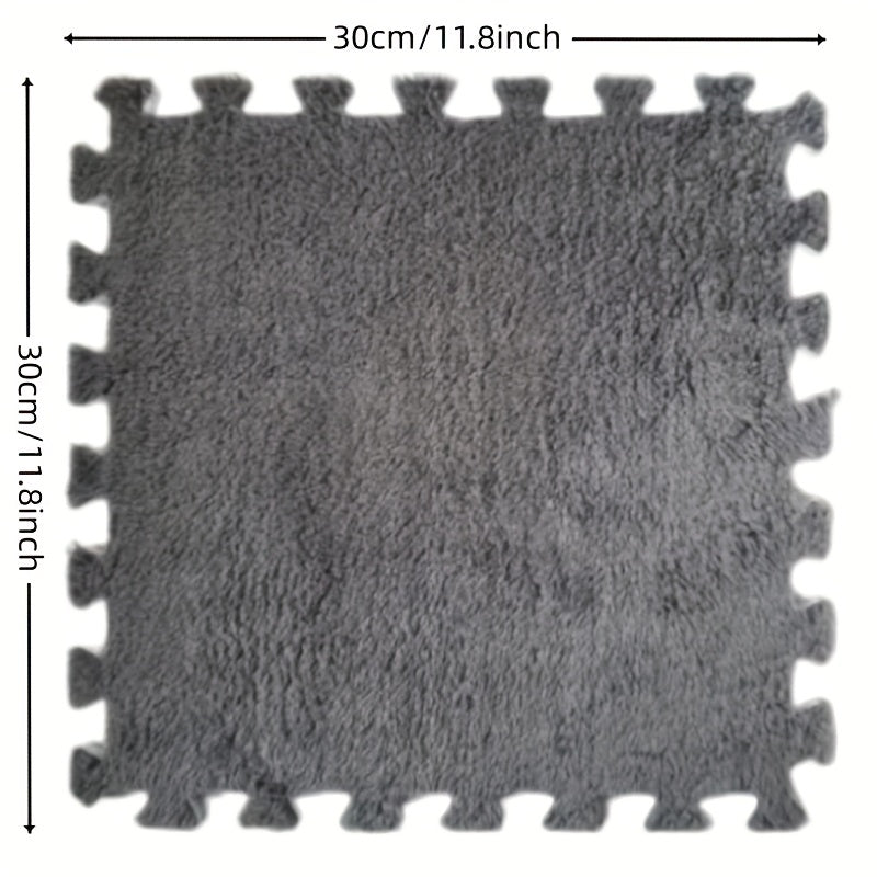 10pcs Plush Puzzle Foam Floor Mat Interlocking Carpet Protective Comfort Pads