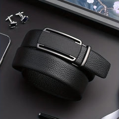 Men's Leather Belt Automatic Buckle Business Suit Waist Strap