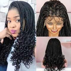 Box Braided Synthetic Wig Goddess Box Braids Lace Wig with Baby Hair