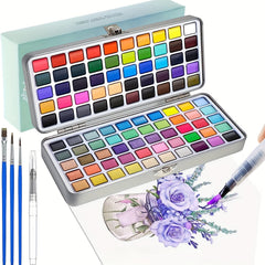 Watercolor Paint Set 100 Pigments with Palette & Brush