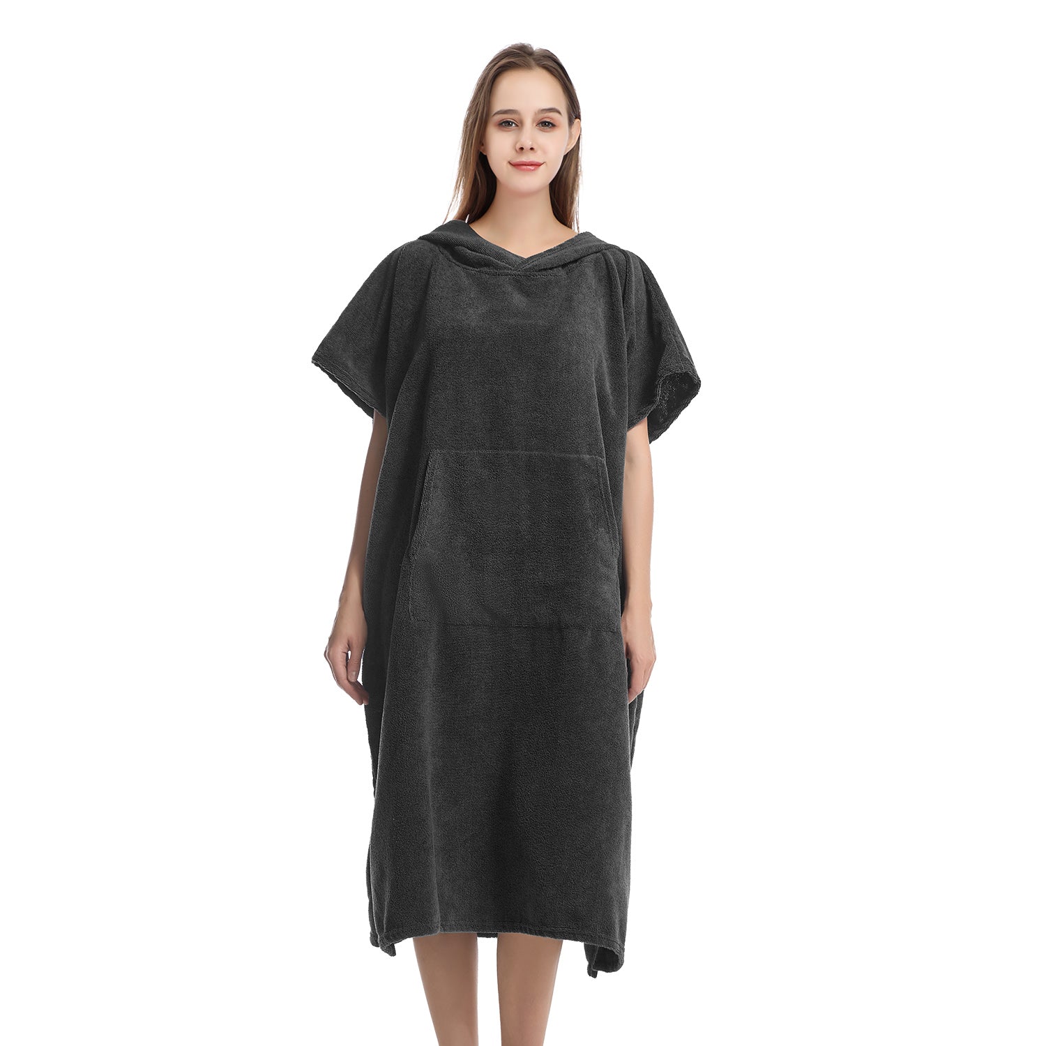 Quick Dry Hooded Towel Robe with Pocket for Swimming Surfing Unisex