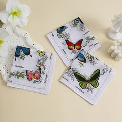 Set of 10 Handkerchiefs for Women Featuring Cartoon Birds And Bows