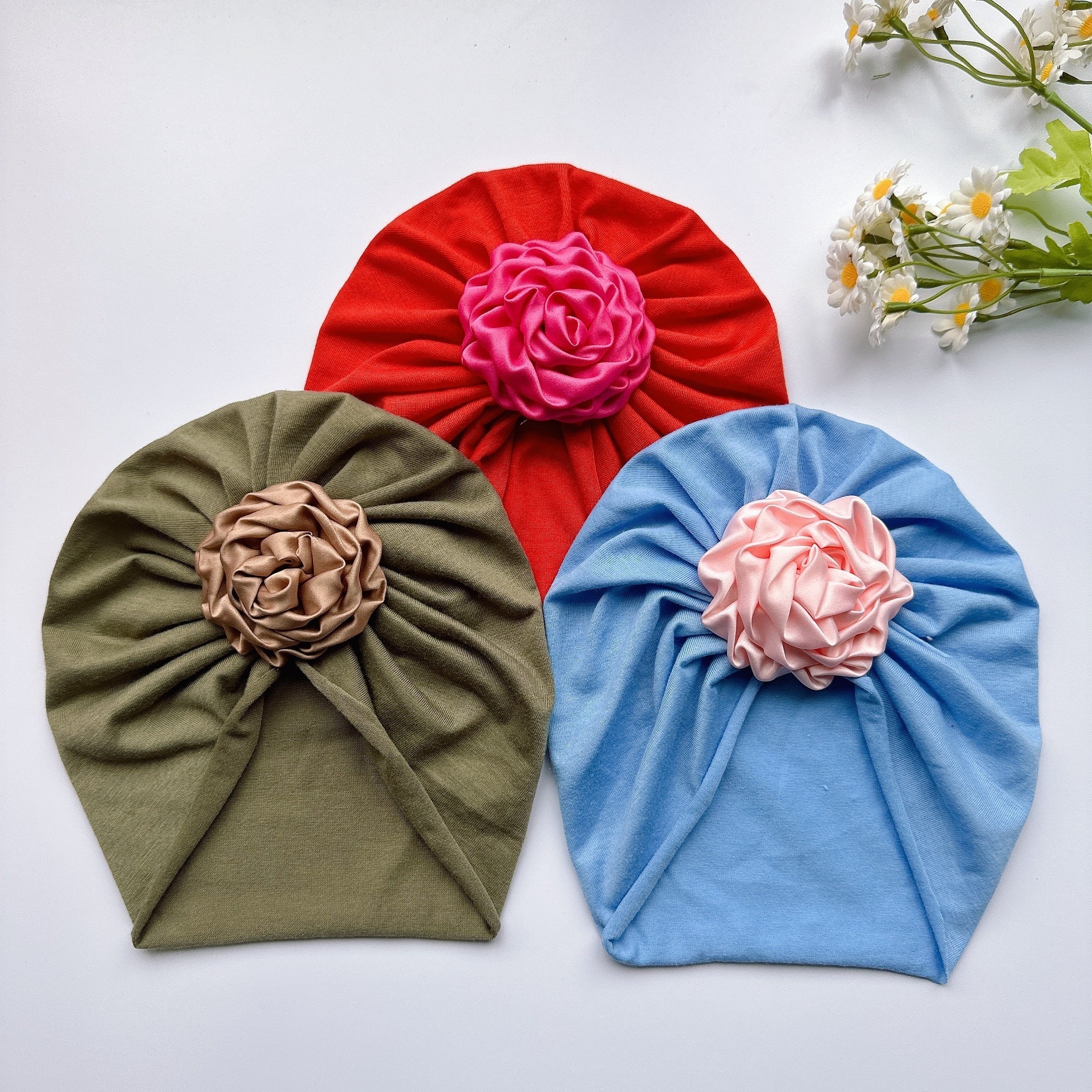Baby Girls Flower Decor Turban Soft Hair Wrap Headband