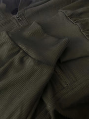 Solid Zip Up Hoodie & Flared Leg Pants 2 Piece Set