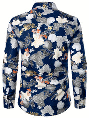 Men's Floral & Leaf Printed Casual Shirt Regular Fit Long Sleeves