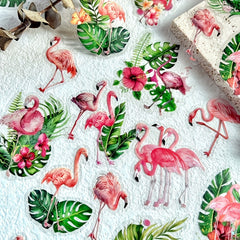 30pcs Cartoon Aesthetics Decals Watercolor Flower Bird DIY Sticker Pack