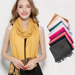 Warm Tassel Scarf Windproof Plush Headband Soft Comfortable Large Turban
